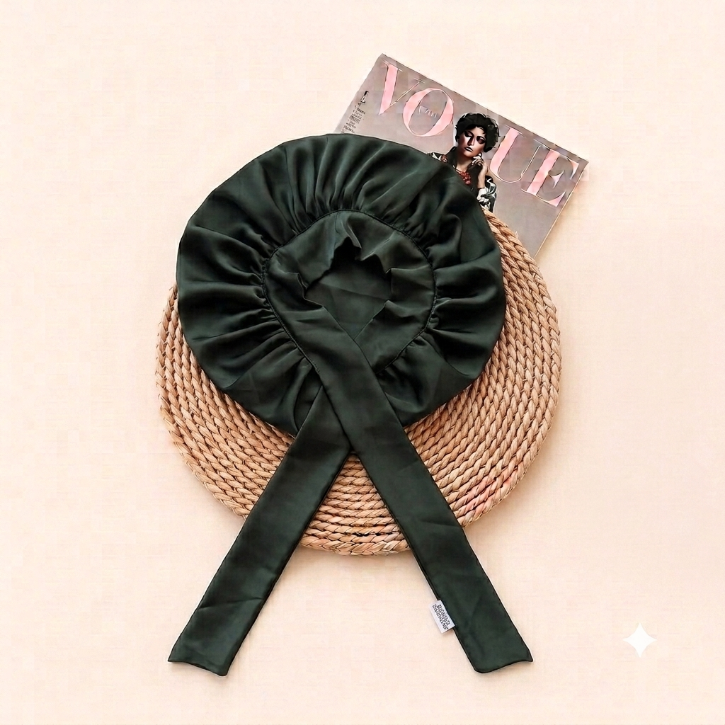 Premium Silk Satin Hair Bonnet with Adjustable Tie Straps