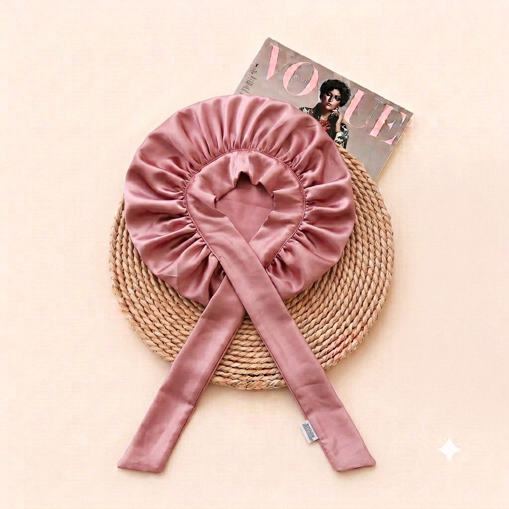 Premium Silk Satin Hair Bonnet with Adjustable Tie Straps