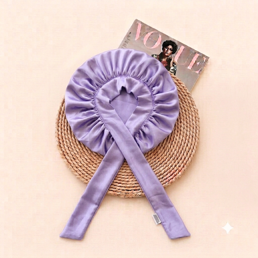 Premium Silk Satin Hair Bonnet with Adjustable Tie Straps