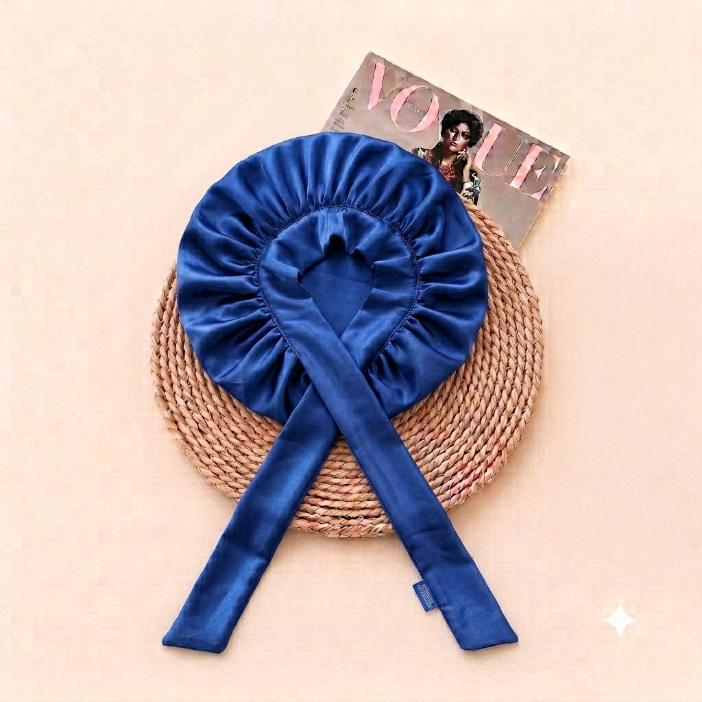 Premium Silk Satin Hair Bonnet with Adjustable Tie Straps